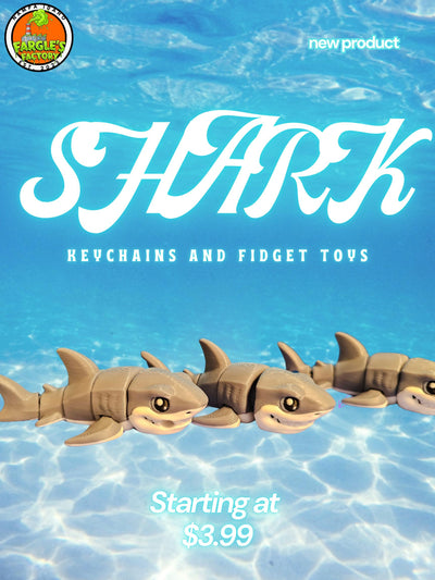 Articulating Shark Fidget | Toy Desk Buddy Keychain Options | United States Made | Fun Interactive Design