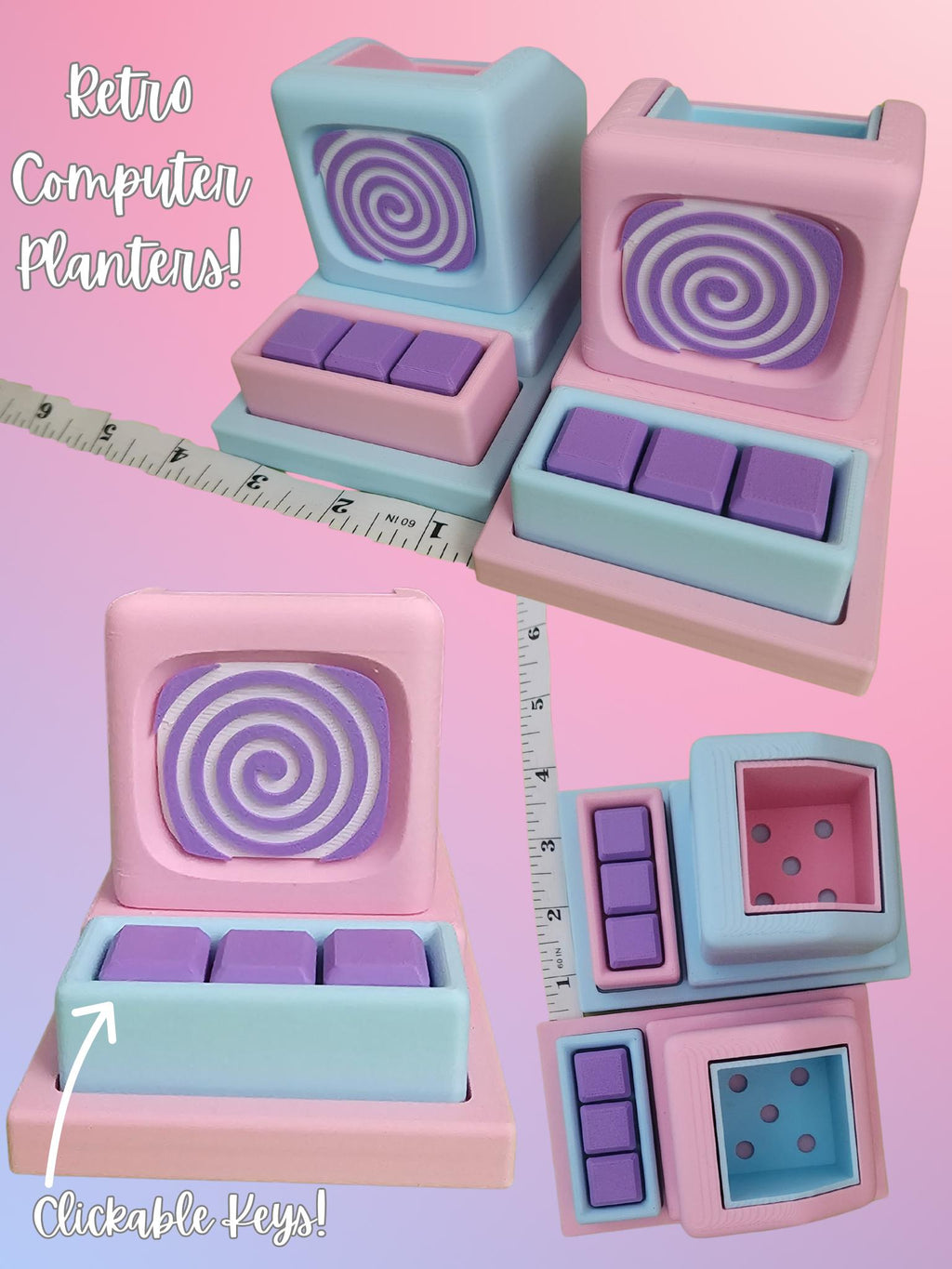 Retro Computer Planter with Clicky Keys!